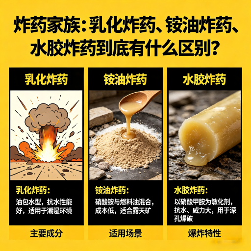 康保炸药家族：乳化炸药、铵油炸药、水胶炸药到底有什么区别？